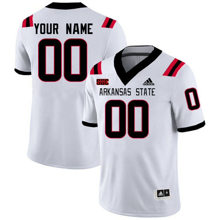 Custom Arkansas State Red Wolves Plyer's Name And Number Football Jersey-White